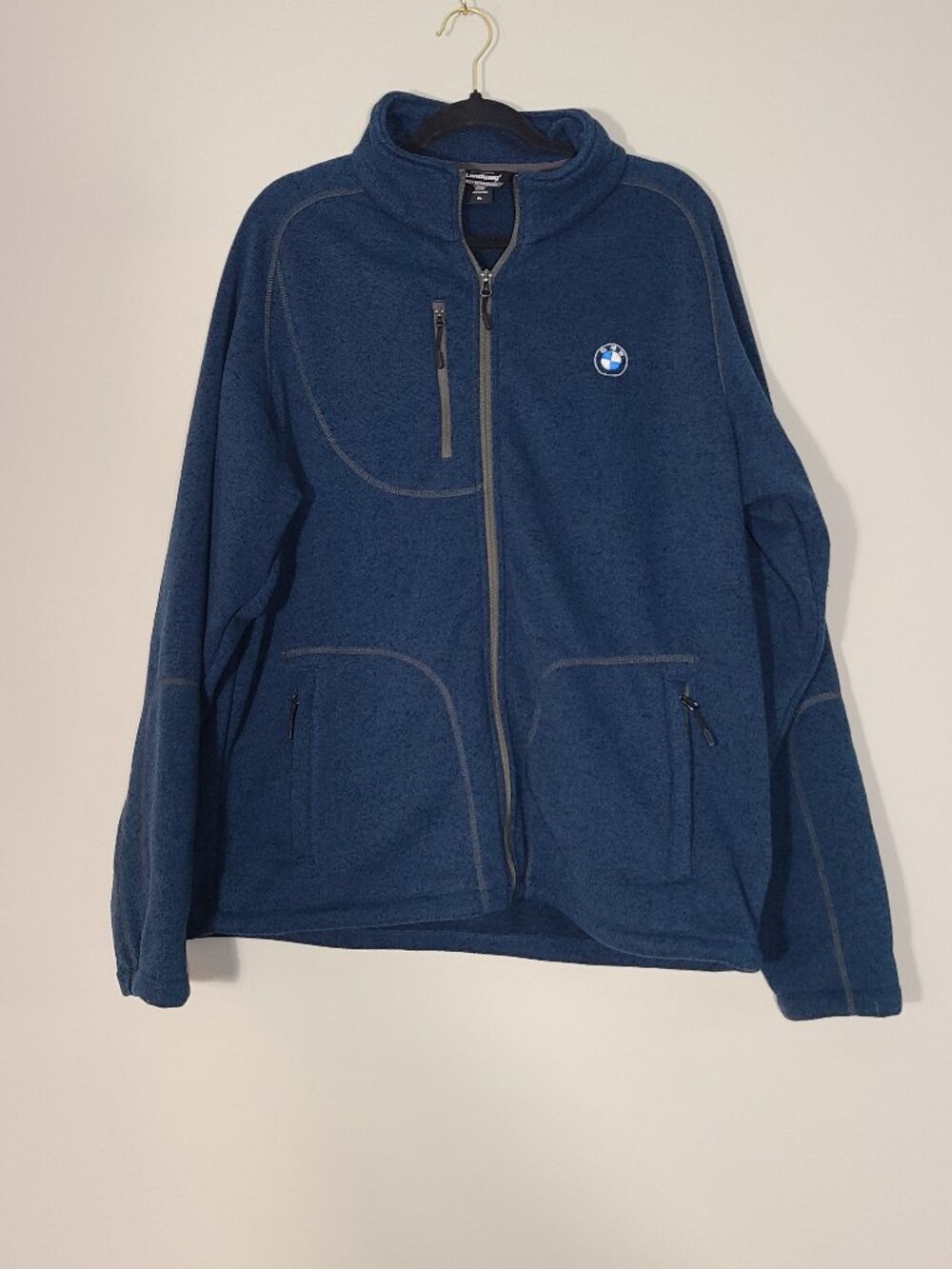 Landway BMW Full Zip Sweater Fleece Jacket Men's XL Blue Car Euro Racing